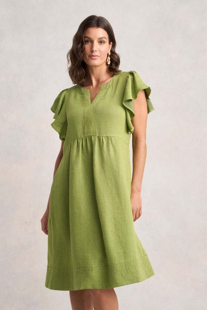 Flutter Sleeve Dress - Citrus Cross Dye