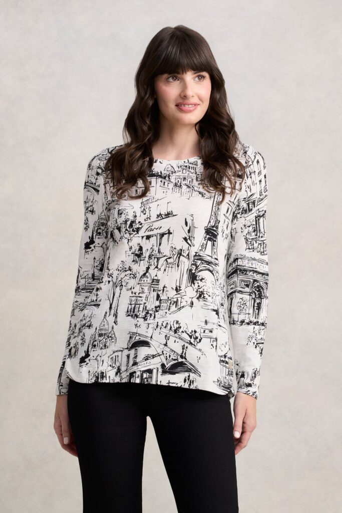 Long Sleeve Organic T-Shirt - Paris Print